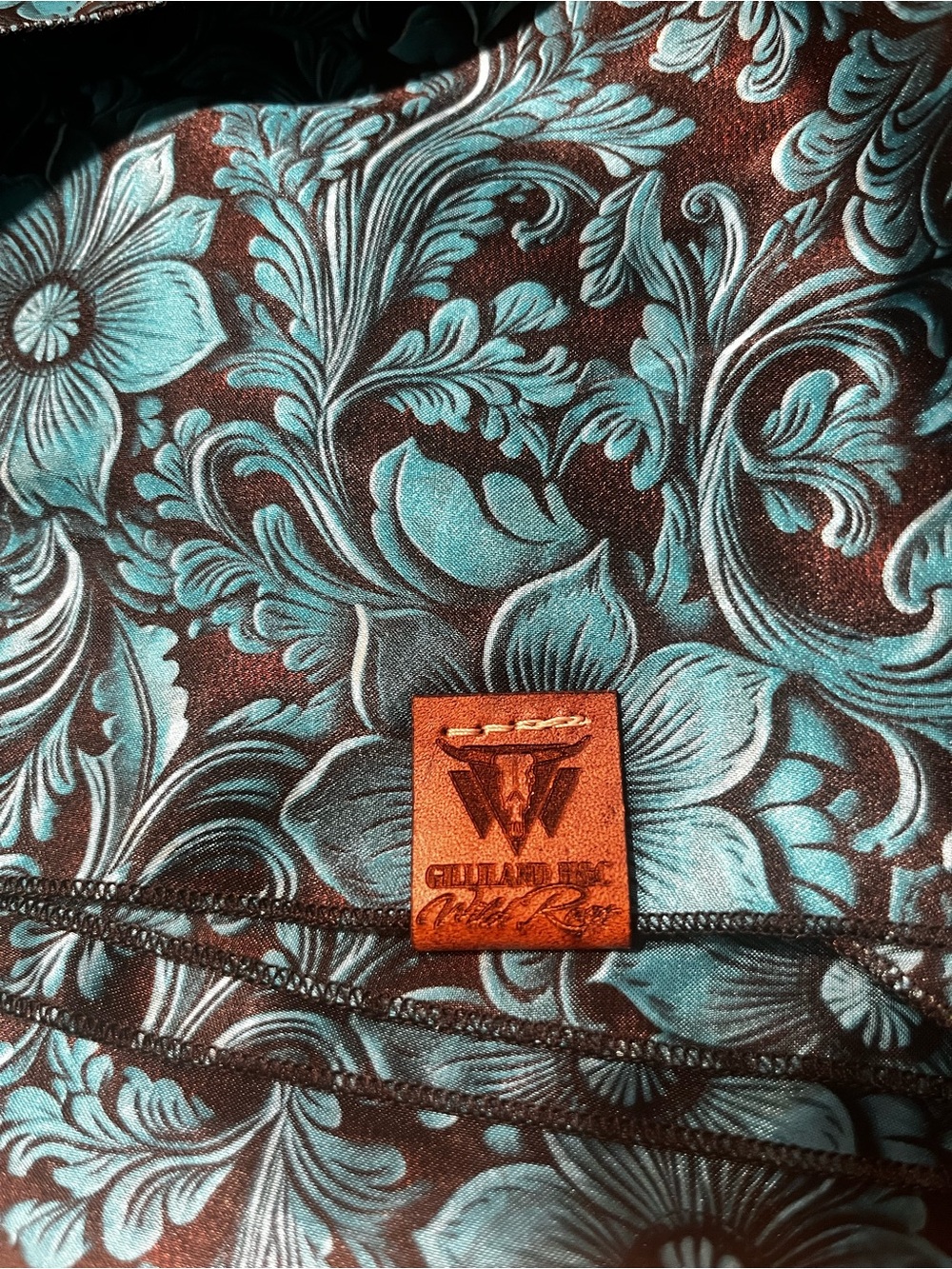 Gilliland H&C Wild Rags Turquoise Floral Print Scarf 42"x42"